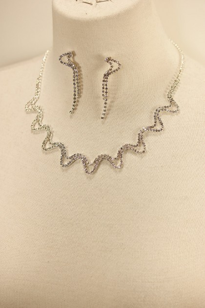 Zigzag rhinestone necklace set