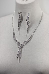 Wing rhinestone necklace set