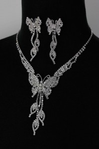 Butterfly rhinestone necklace set 