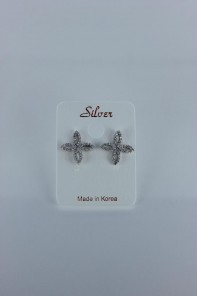 Lux motif CZ earring with silver post