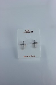 Cross Cubic Zirconia Earring with silver post