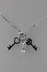 3 Lucky Key CZ Pendant Necklace
