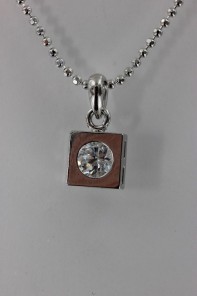 Simple square CZ Pendant Necklace