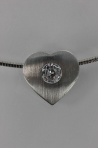 Heart Y CZ Pendant Necklace 