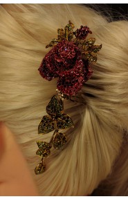 CMS63 Rose Dangling Bridal Hair Comb