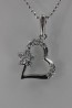 Heart with flower CZ Pendant Necklace